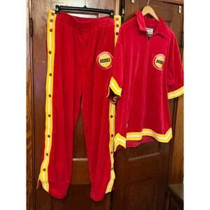 Mens Hardwood Classics authentic by G-III NBA Red Velour Suit Set size XXL